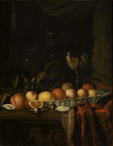 Hendrick VAN STREECK (1659–1719) Nature morte avec fruits, huitres et nautile