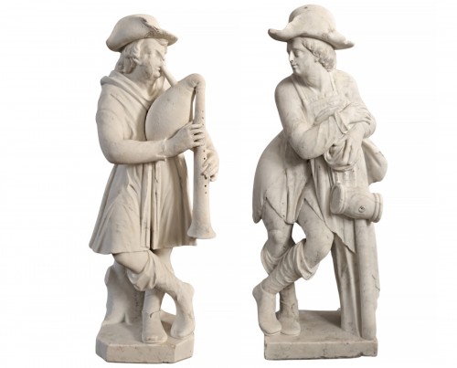 Paire de statues en marbre d’après Jean De Bologne XVIIIe siècle