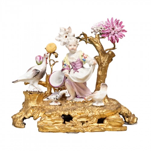 Groupe aux poules en porcelaine de Meissen