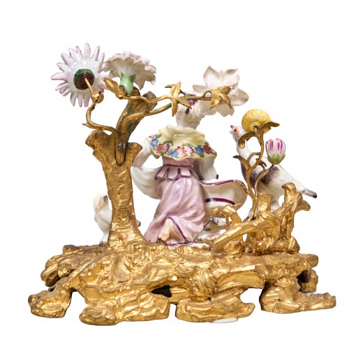 Groupe aux poules en porcelaine de Meissen - Céramiques, Porcelaines Style 