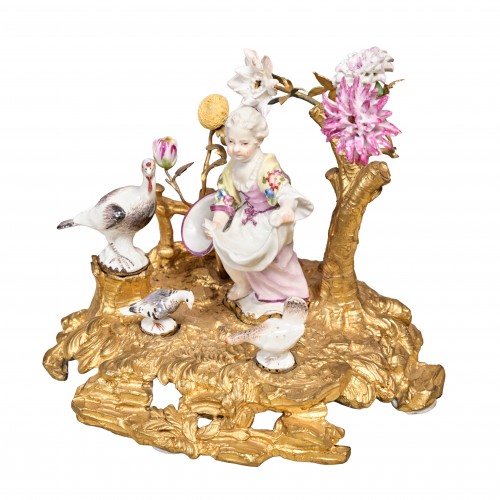 Groupe aux poules en porcelaine de Meissen - Costermans Antiquités