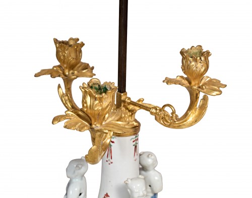 Bouillotte table lamp featuring Kangxi porcelain - 