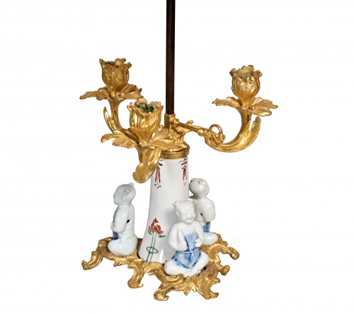 18th century - Bouillotte table lamp featuring Kangxi porcelain