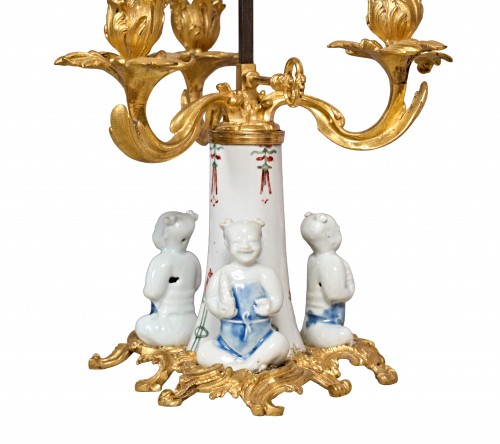 Bouillotte table lamp featuring Kangxi porcelain - Louis XV
