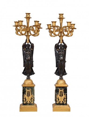 Paire de candélabres Empire aux cariatides
