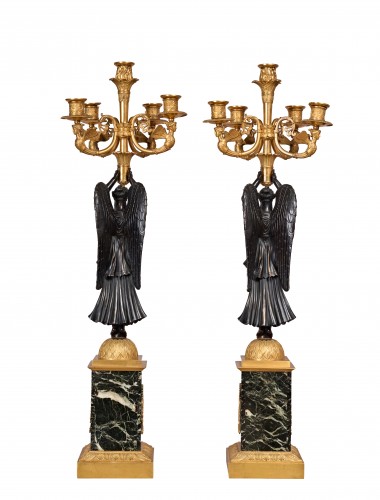 Paire de candélabres Empire aux cariatides - Costermans Antiquités