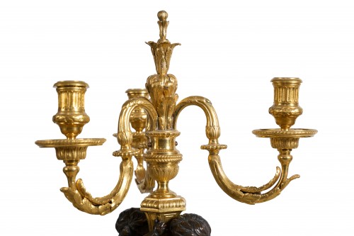  - Paire de candélabres à trois bras et putti d'après Jean-Louis Prieur