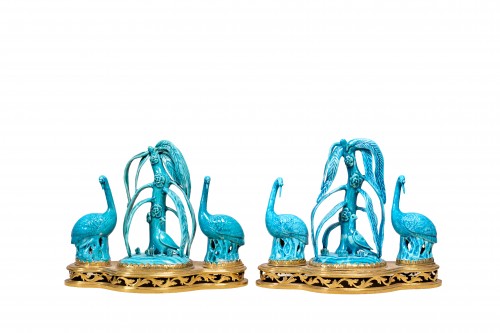 Asian Works of Art  - Pair of Bird Centrepieces