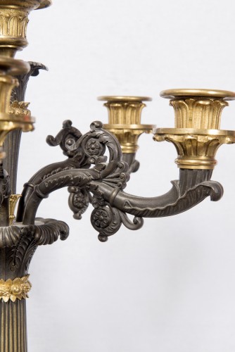 Lighting  - Pair of Restauration Period Candelabras signed Savart