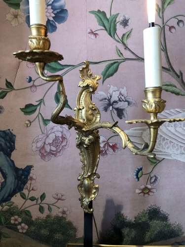 Lighting  - Pair of gilt bronze sconces