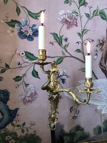 Pair of gilt bronze sconces - 