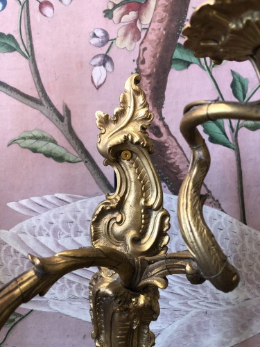 Antiquités - Pair of gilt bronze sconces
