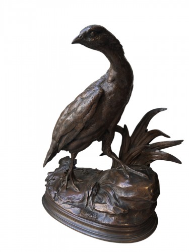 Jules Moigniez (1835-1895), Perdrix prenant appui sur une roche