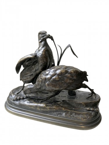 Duo de perdrix dans les hautes herbes, Jules Moigniez (1835-1894)