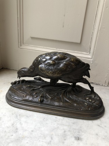 Partridge pecking at food by Jules Moigniez (1835-1894) - Sculpture Style 
