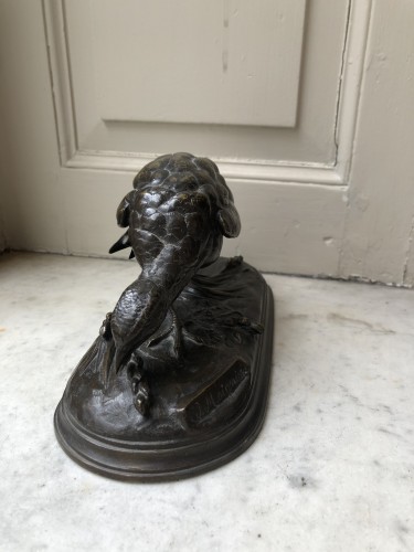 Sculpture  - Partridge pecking at food by Jules Moigniez (1835-1894)