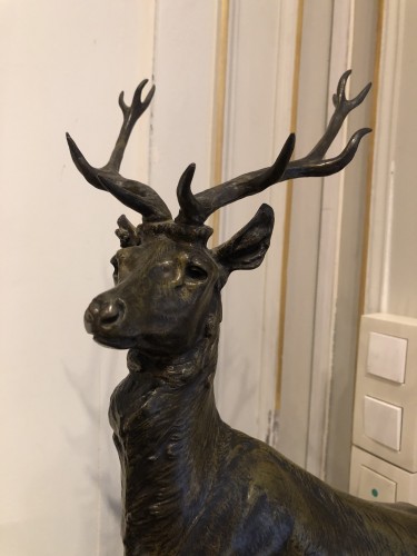 Maximilien Fiot (1856–1953), Deer on the Lookout - Sculpture Style 