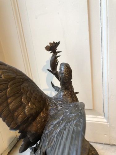 Partridge With Outstretched Wings And A Butterfly, By Jules Moigniez - Sculpture Style 