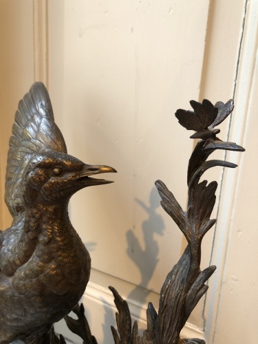 Sculpture  - Partridge With Outstretched Wings And A Butterfly, By Jules Moigniez