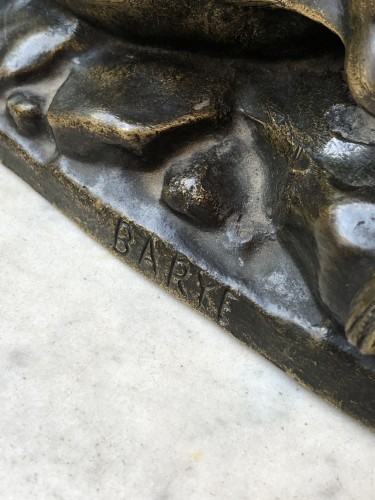 Antiquités - Antoine-Louis Barye (1795-1875),  leopard and hare