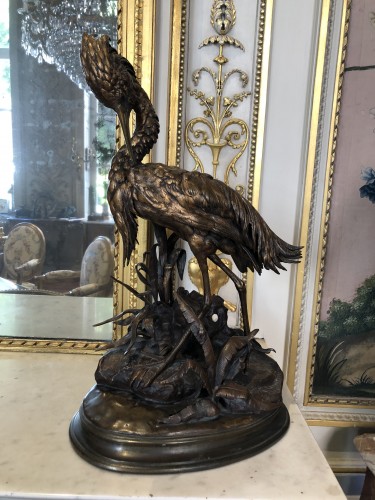 Grèbe huppé de Jules Moigniez (1835-1894) - Sculpture Style 