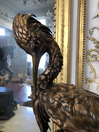 Sculpture Sculpture en Bronze - Grèbe huppé de Jules Moigniez (1835-1894)