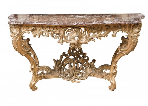 Importante console murale à quatre pieds d'époque Louis XV