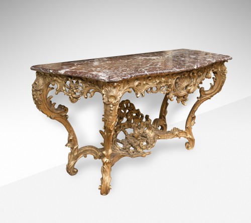 Importante console murale à quatre pieds d'époque Louis XV - Mobilier Style Louis XV