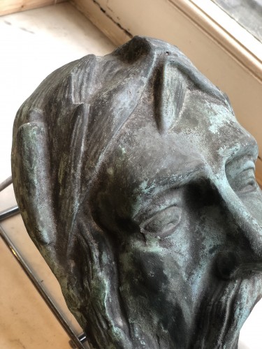 Bouche de fontaine en bronze, masque de Neptune - 