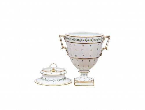  - Rafraîchissoir en porcelaine à décor polychrome de barbeaux - Manufacture Dihl et Gué