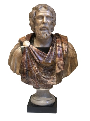 Buste d'homme en marbre et albâtre