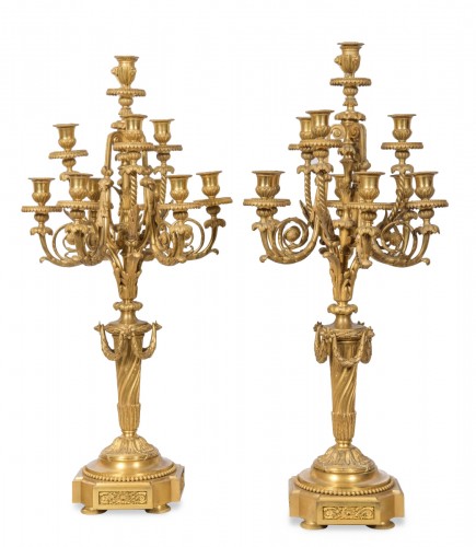 Pair of bronze candelabra