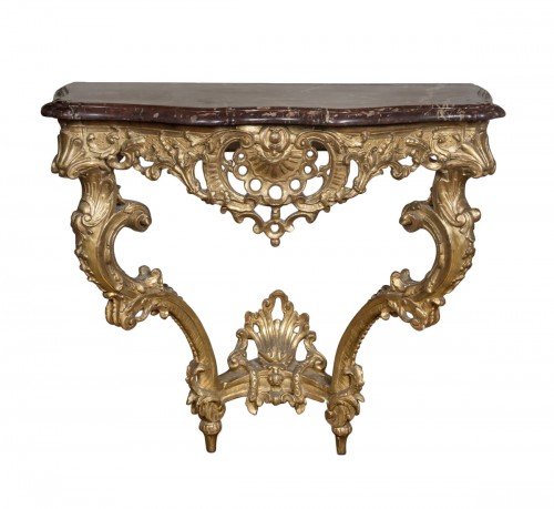 Louis XV period gilded and carved wood console