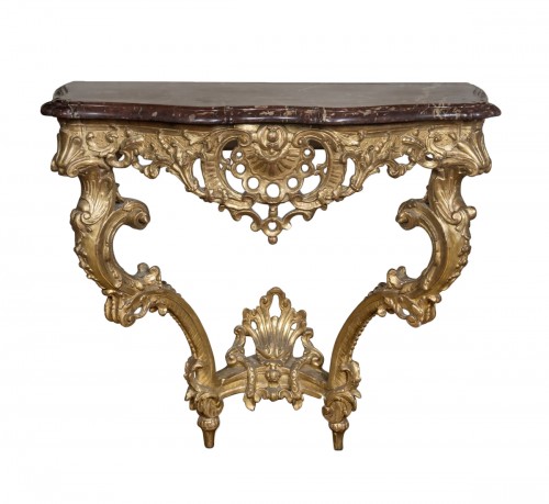 Console en bois doré et sculpté d'époque Louis XV