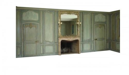 Louis XV boiserie panted and gilded wooden panels