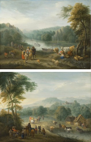 Balthazar Beschey (Antwerp 1708 - 1776) - Pair of landscapes with figures