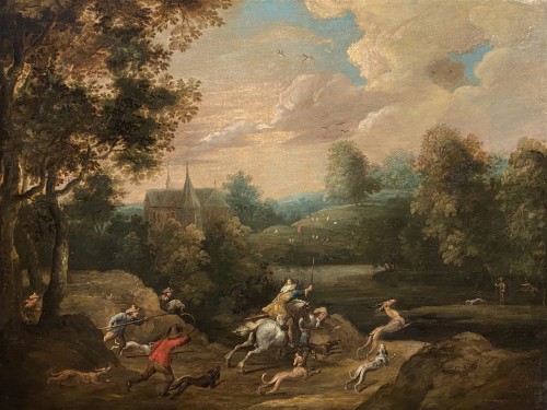 MEULENEER, PIETER ( Antwerp 1602 - 1654) - Landscape with hunters