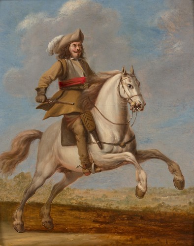 Tableaux et dessins Tableaux XVIIe siècle - Deux officiers de cavalerie - Monogrammiste "L B" - Flandres 17e siècle