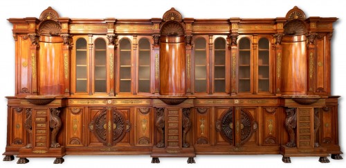 Exceptional mahogany bookshelf attributed to Pierre-Antoine Bellangé