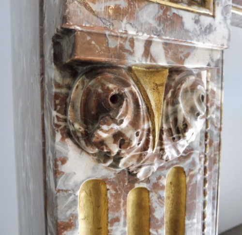 19th century sculpted and gilded marble fire mantle - 