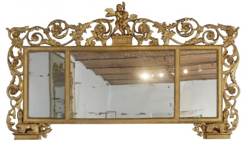 Important miroir anglais XIXe en bois doré