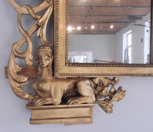 Mirrors, Trumeau  - Important English gilded wood mirror