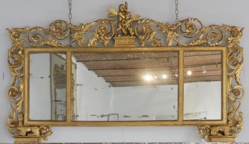 XIXe siècle - Important miroir anglais XIXe en bois doré