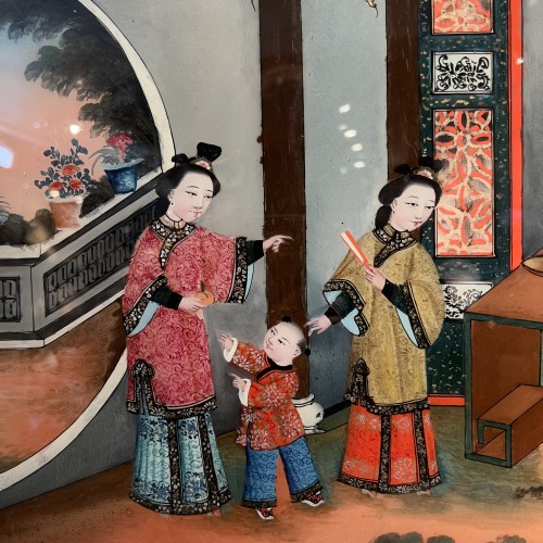 Asian Works of Art  - Chinese export reverse glass painting, China circa 1840-60