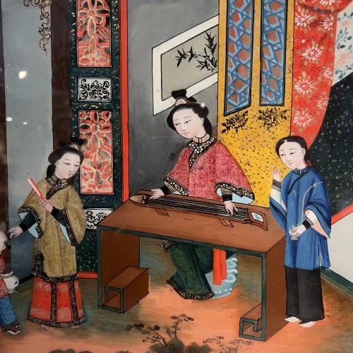 Chinese export reverse glass painting, China circa 1840-60 - 