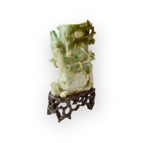 Pot à pinceaux en jade sculpté, Chine dynastie Qing - Cristina Ortega & Michel Dermigny