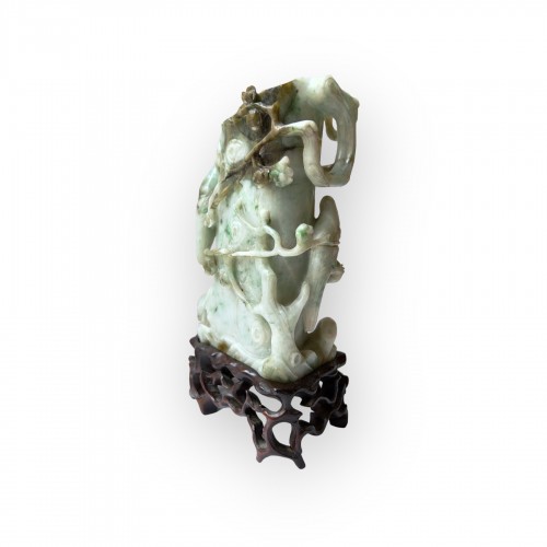 Pot à pinceaux en jade sculpté, Chine dynastie Qing - 