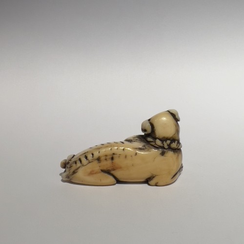 19th century - Netsuké representing a dog, Edo period, early 19th century