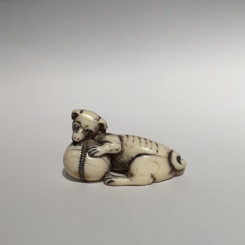 Antiquités - Netsuké representing a dog, Edo period, early 19th century