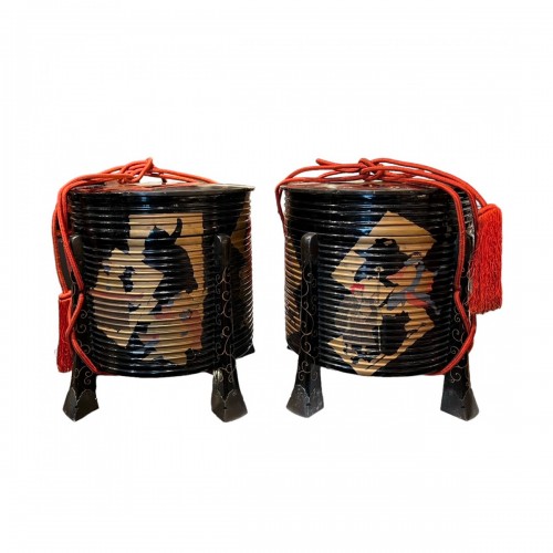 Japan, Pair of Hokai boxes in lacquered wood, Edo period, 1829
